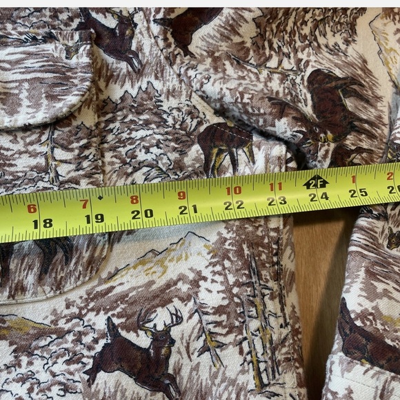 J.Crew Deer Print‎ Chamois Rare Shacket Brown Outdoors Sportsman Hunting L - Picture 7 of 9